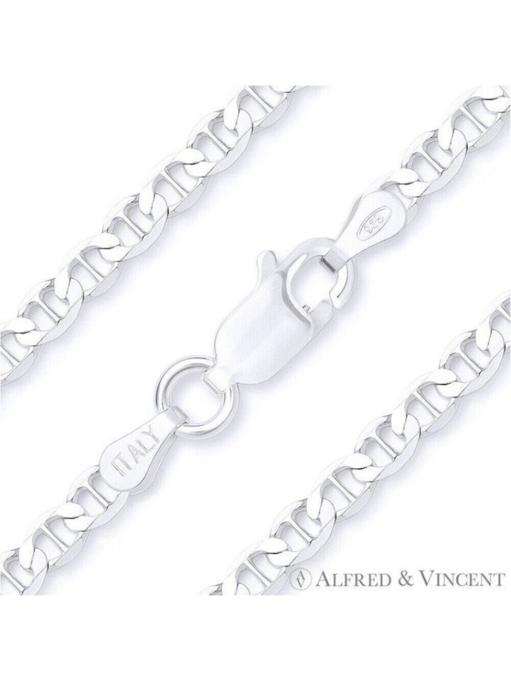 Marina / Mariner Link Italian Chain Anklet in Solid .925 Sterling Silver - 10"